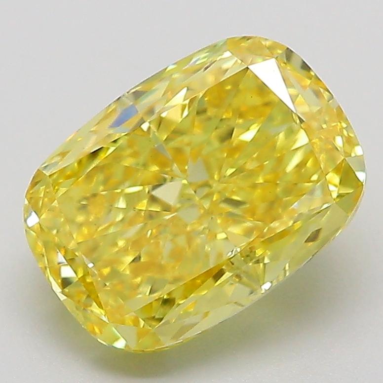 3.01 Ct. Fancy Vivid  Yellow Cushion Lab Grown Diamond