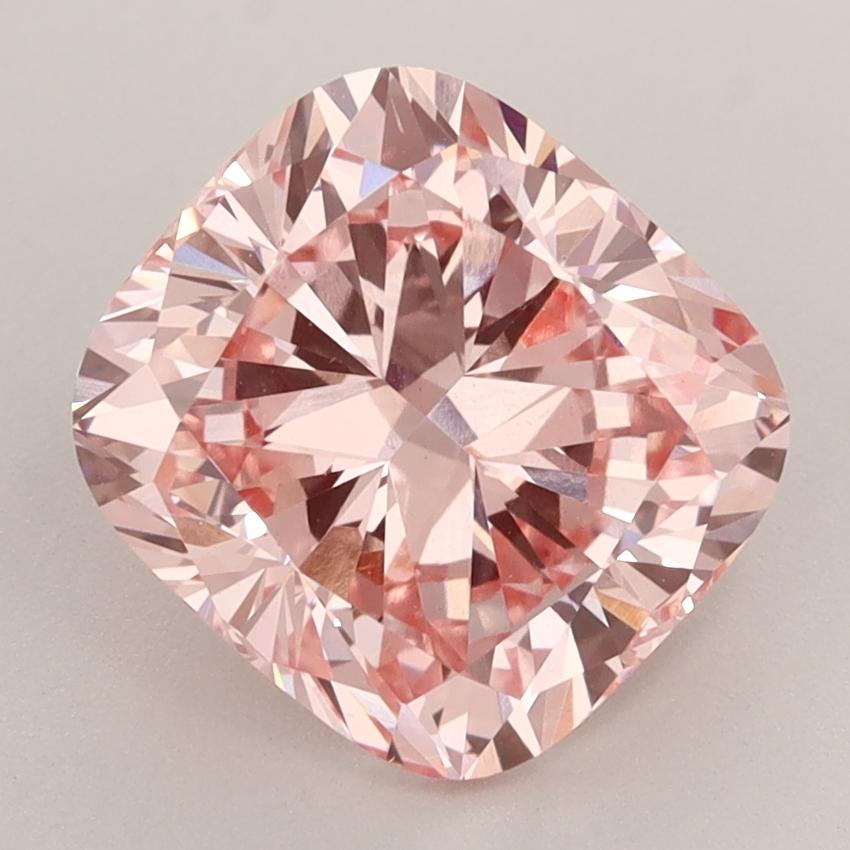 3.19 Ct. Fancy Vivid  Pink Cushion Lab Grown Diamond