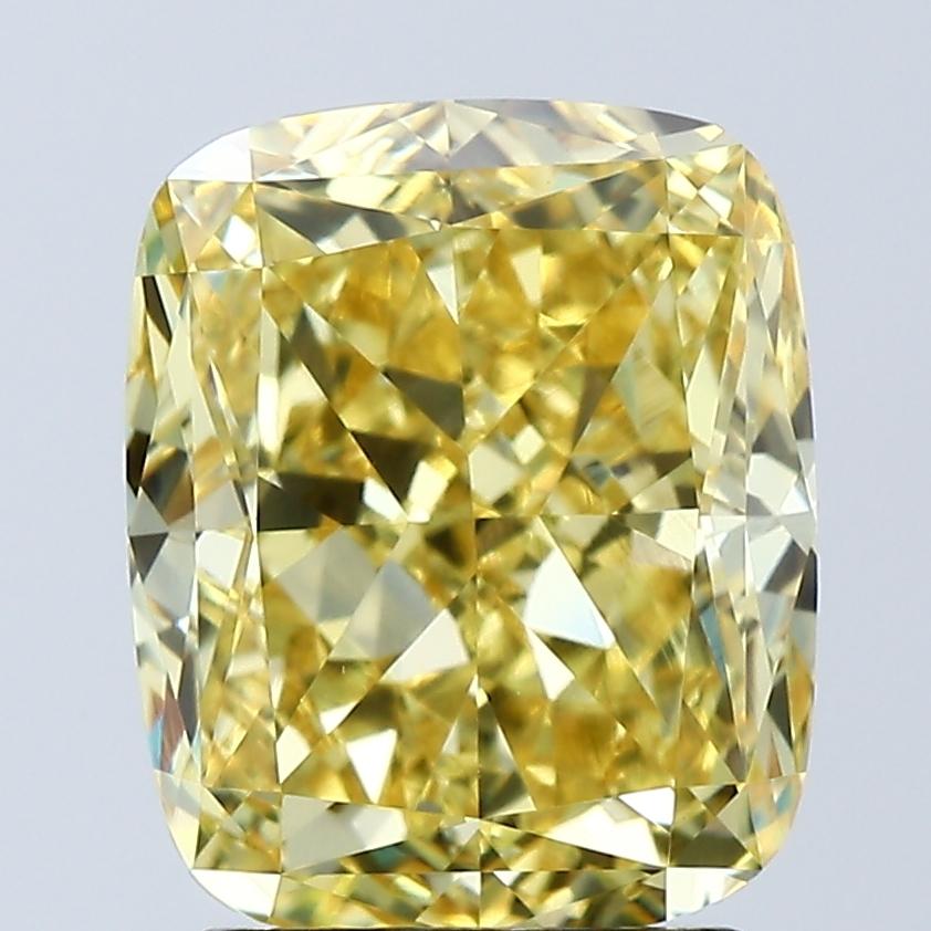 3.03 Ct. Fancy Vivid Yellow Cushion Lab Grown Diamond