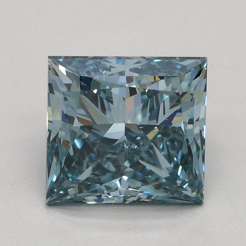 2.06 Ct. Fancy Intense Greenish Blue Princess Lab Grown Diamond