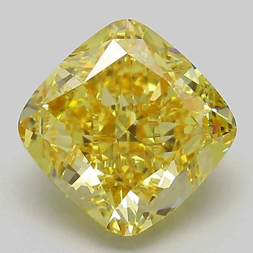 4.02 Ct. Fancy Intense  Yellow Cushion Lab Grown Diamond