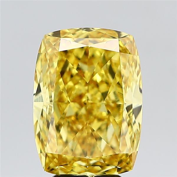 4.66 Ct. Fancy Vivid Yellow Cushion Lab Grown Diamond