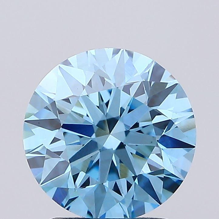 1.67 Ct. Fancy Vivid Blue Round Lab Grown Diamond