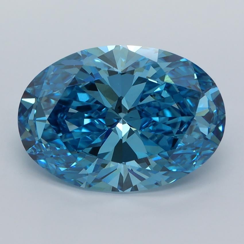 5.03 Ct. Fancy Vivid  Blue Oval Lab Grown Diamond
