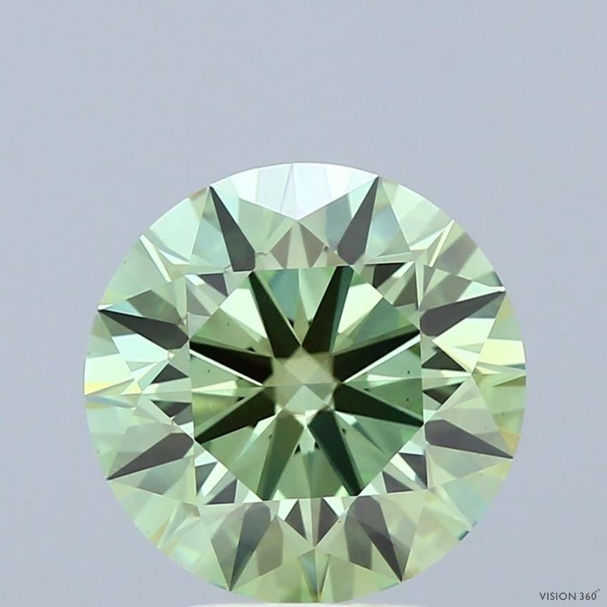 3.56 Ct. Fancy Vivid  Green Round Lab Grown Diamond