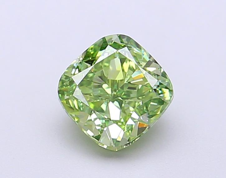 1.10 Ct. Fancy Vivid Green Cushion Lab Grown Diamond