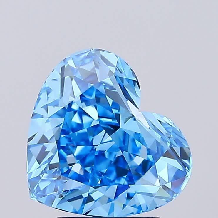 2.72 Ct. Fancy Vivid Blue Heart Lab Grown Diamond