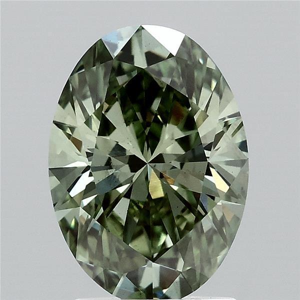 2.10 Ct. Fancy Vivid Green Oval Lab Grown Diamond