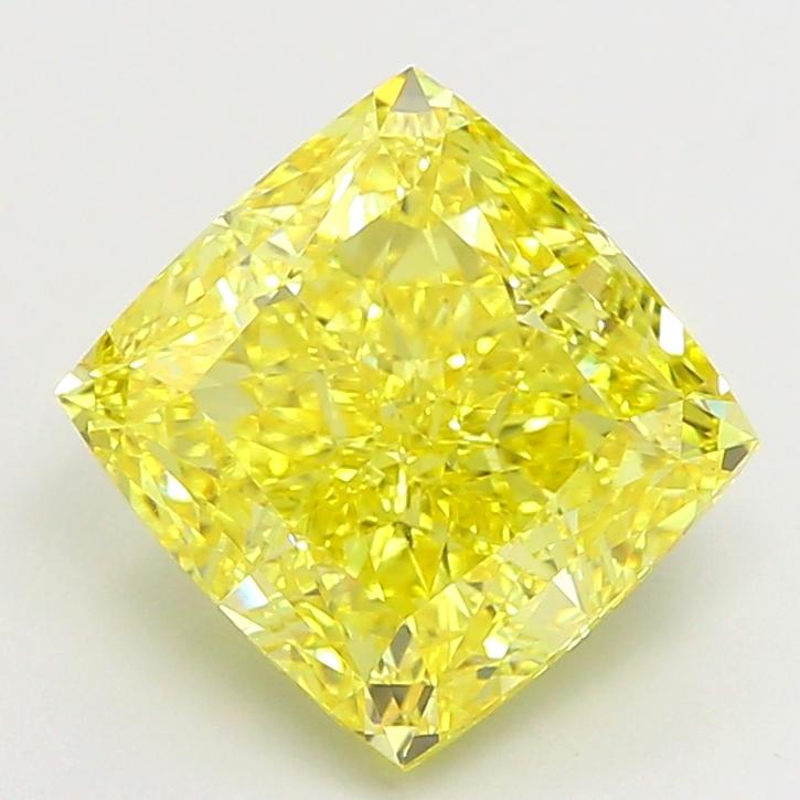 5.09 Ct. Fancy Vivid Yellow Cushion Lab Grown Diamond