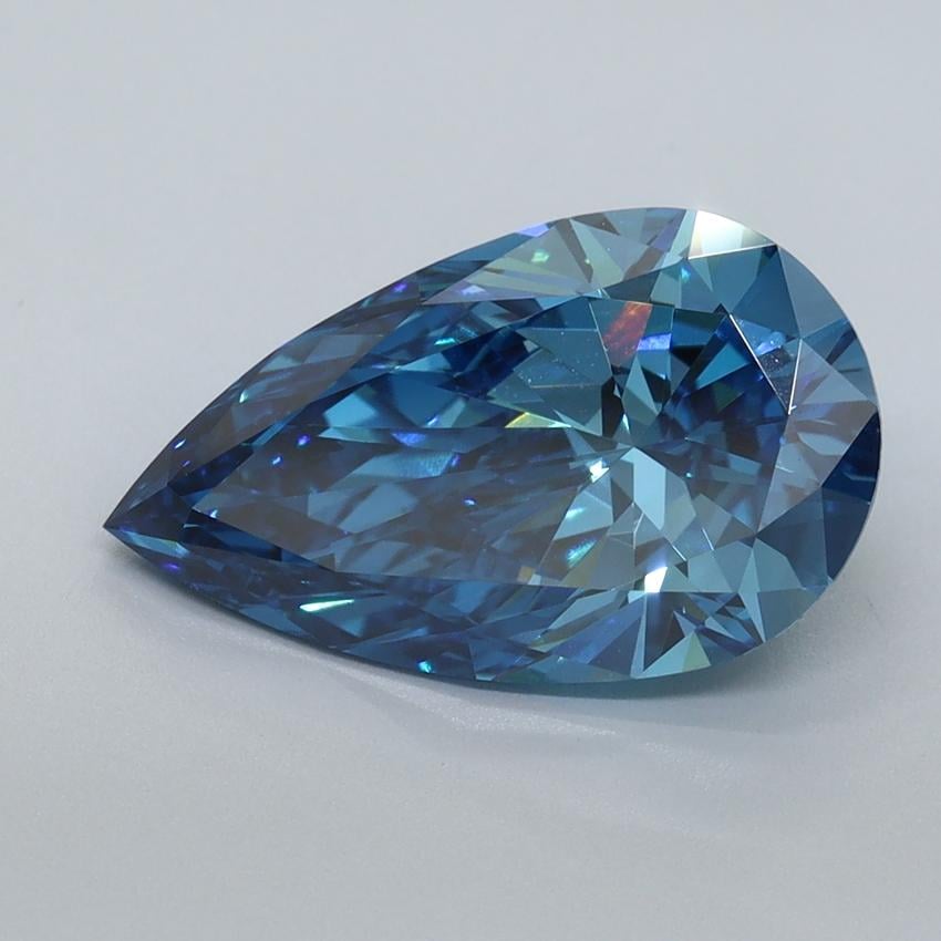 3.10 Ct. Fancy Vivid Malibu Blue Pear Lab Grown Diamond