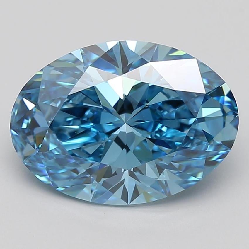 3.55 Ct. Fancy Vivid Blue Oval Lab Grown Diamond