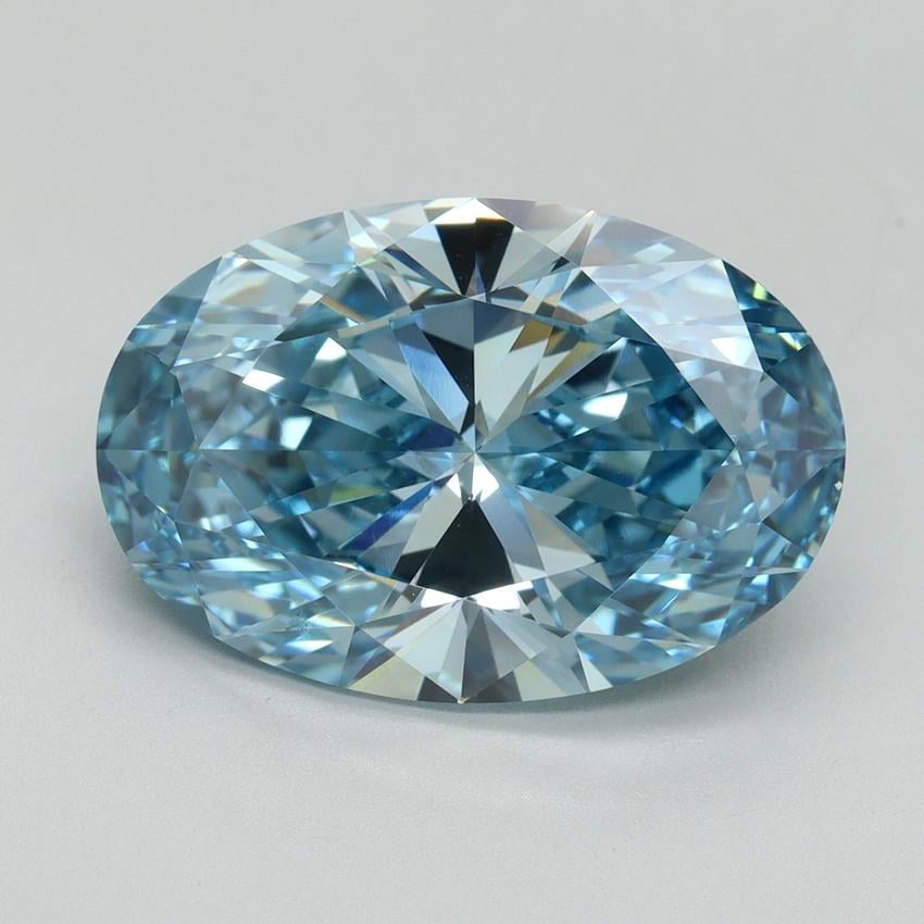 7.04 Ct. Fancy Vivid Blue Oval Lab Grown Diamond