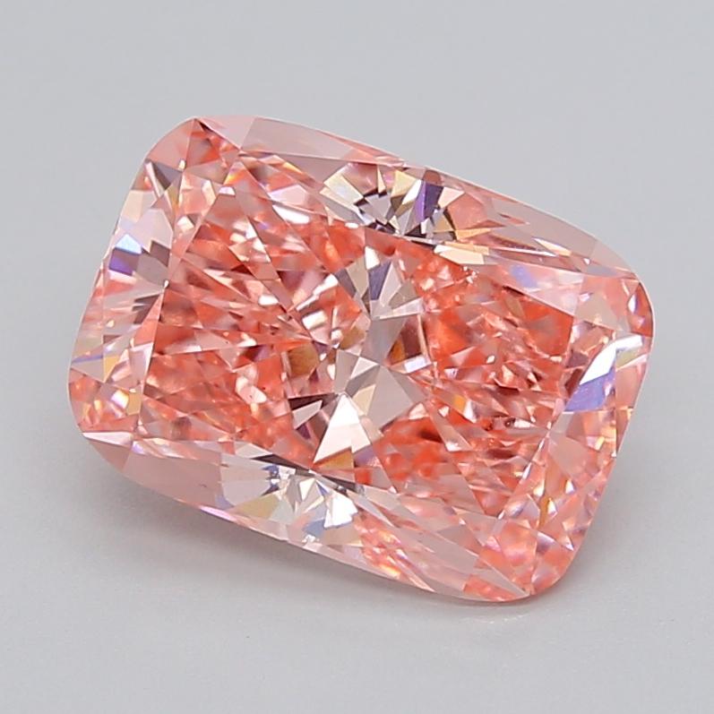 4.02 Ct. Fancy Vivid  Pink Cushion Lab Grown Diamond