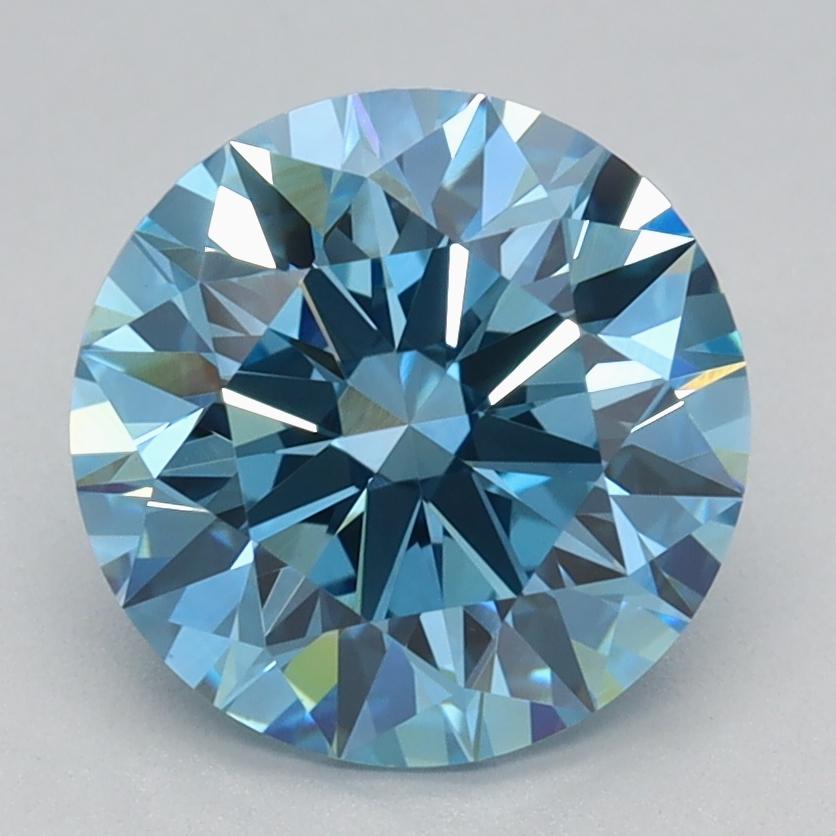 2.03 Ct. Fancy Vivid Blue Round Lab Grown Diamond