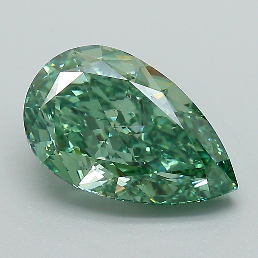 2.21 Ct. Fancy Vivid Green Pear Lab Grown Diamond