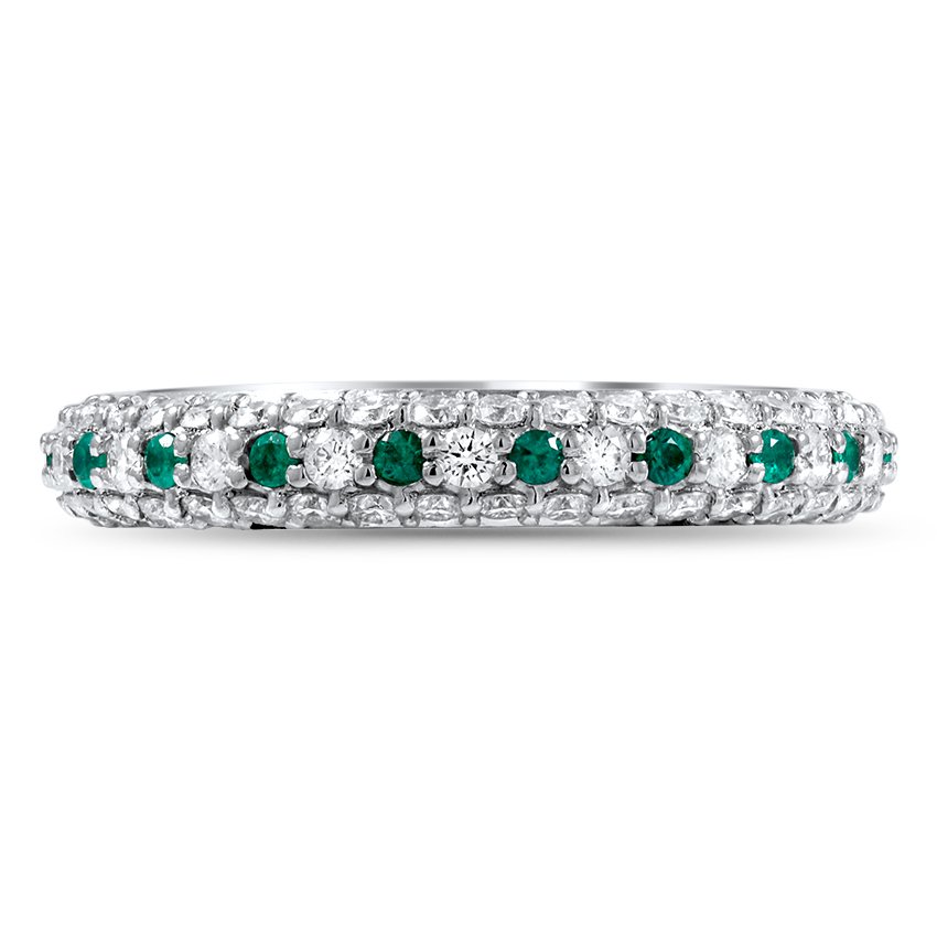 Custom Emerald and Diamond Wedding Band