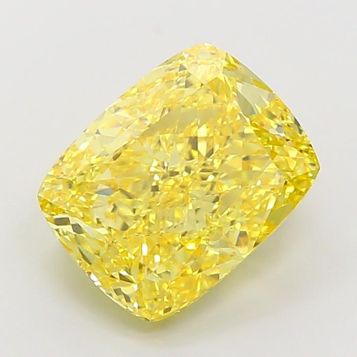7.02 Ct. Fancy Vivid Yellow Cushion Lab Grown Diamond