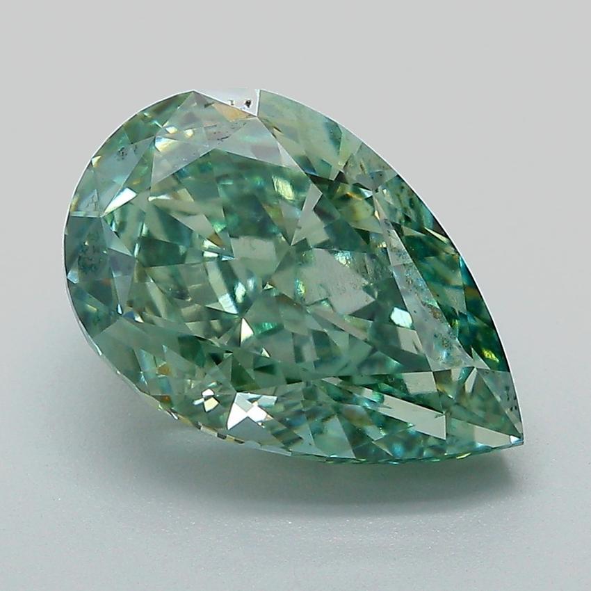 4.54 Ct. Fancy Vivid Green Pear Lab Grown Diamond