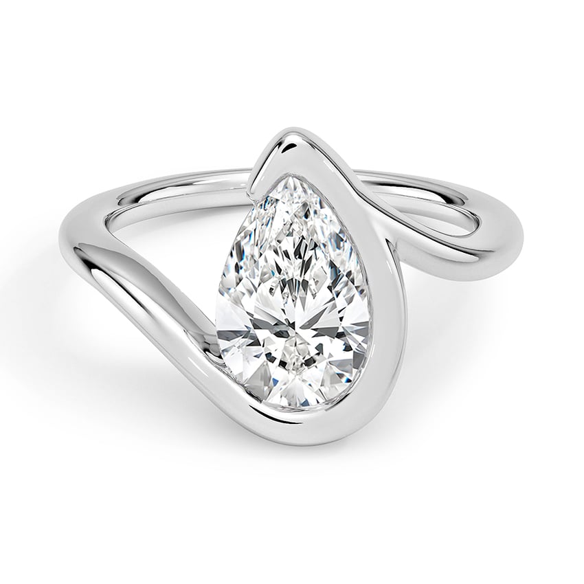 Custom Sculptural Half Bezel Diamond Ring