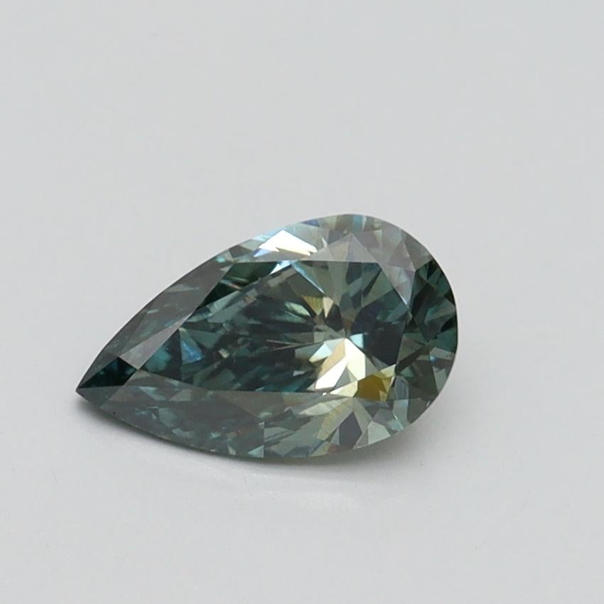 0.64 Ct. Fancy Vivid Bluish Green Pear Lab Grown Diamond