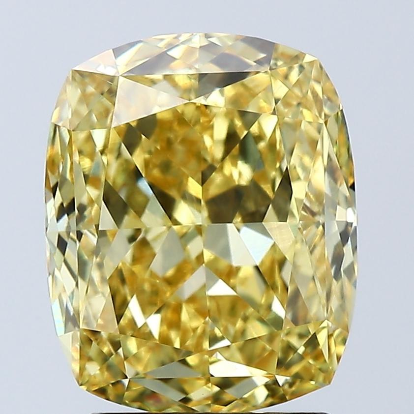 3.02 Ct. Fancy Vivid Yellow Cushion Lab Grown Diamond