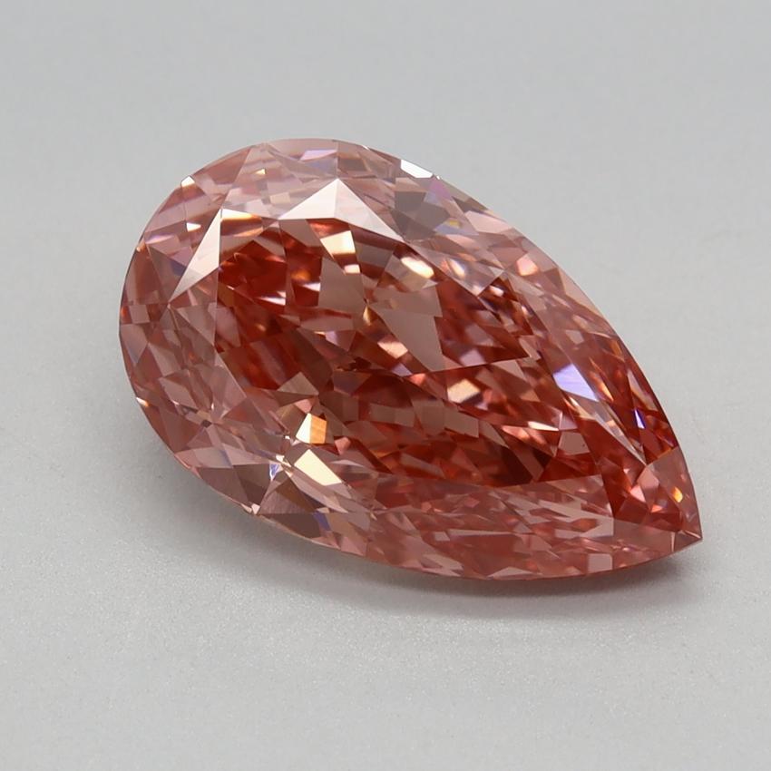 2.57 Ct. Fancy Vivid Brownish Pink Pear Lab Grown Diamond