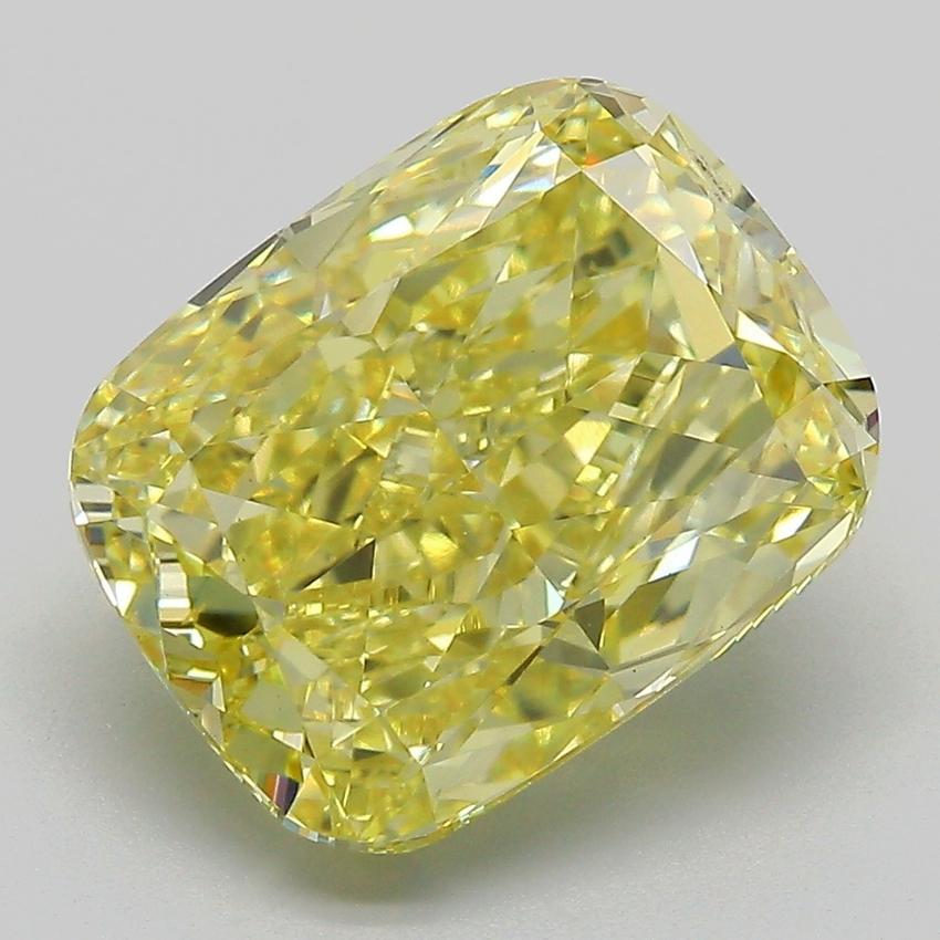 6.04 Ct. Fancy Intense  Yellow Cushion Lab Grown Diamond