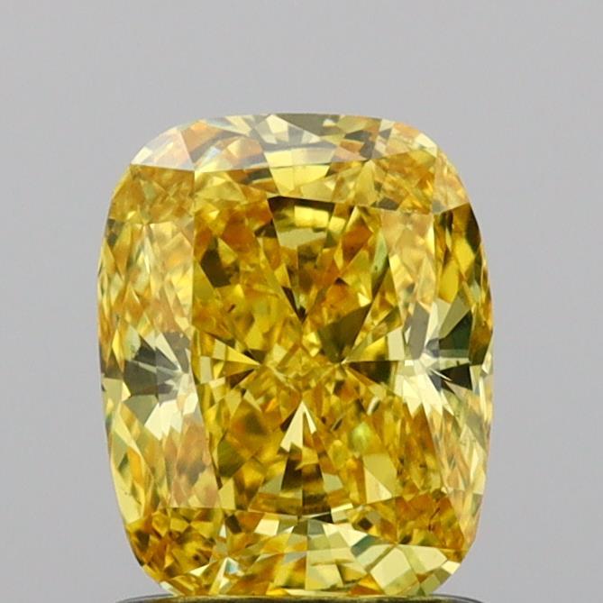 1.03 Ct. Fancy Vivid Yellow Cushion Lab Grown Diamond