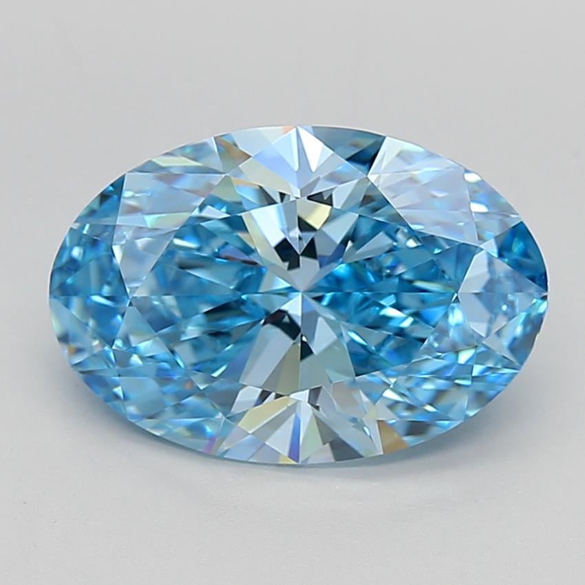 4.04 Ct. Fancy Vivid Blue Oval Lab Grown Diamond
