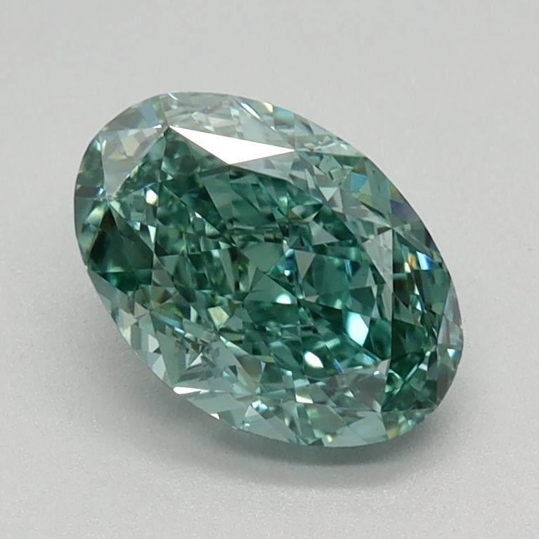 1.06 Ct. Fancy Vivid Bluish Green Oval Lab Grown Diamond