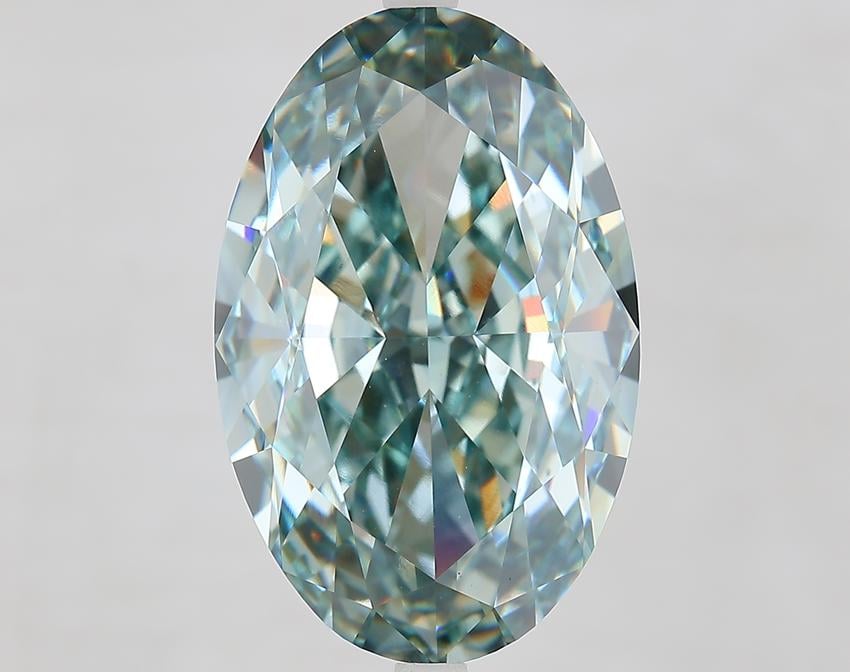 15.02 Ct. Fancy Intense Blue Green Oval Lab Grown Diamond