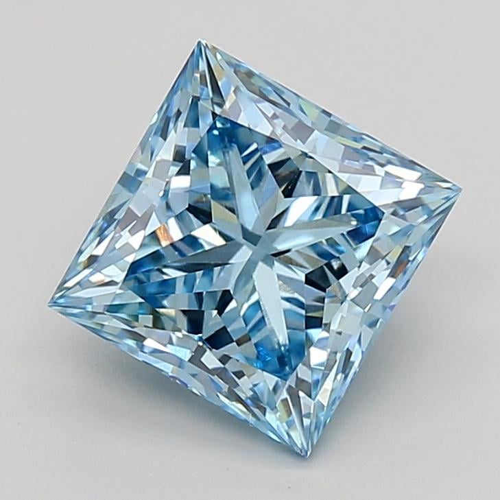 3.08 Ct. Fancy Vivid  Blue Princess Lab Grown Diamond