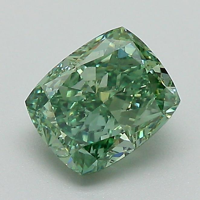1.27 Ct. Fancy Vivid Green Cushion Lab Grown Diamond