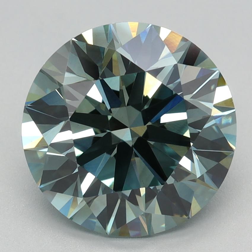 3.21 Ct. Fancy Intense Green Round Lab Grown Diamond