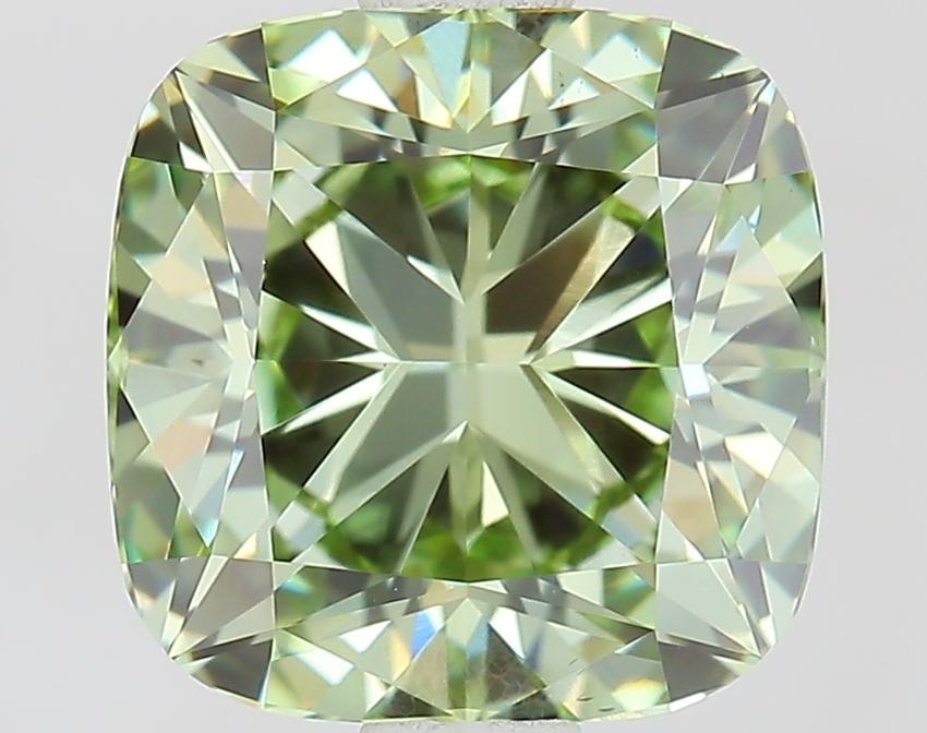 1.96 Ct. Fancy Vivid Green Cushion Lab Grown Diamond