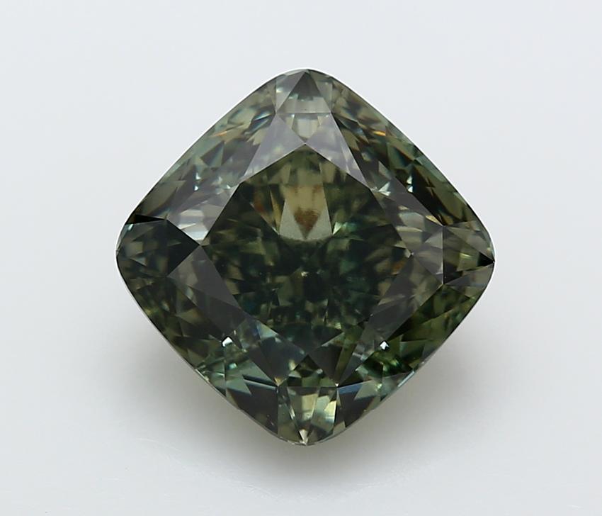 7.02 Ct. Fancy Deep  Green Cushion Lab Grown Diamond