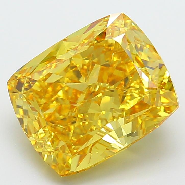 7.52 Ct. Fancy Vivid  Yellow Cushion Lab Grown Diamond