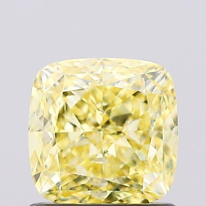 1.01 Ct. Fancy Vivid Yellow Cushion Lab Grown Diamond