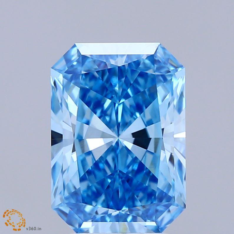 3.38 Ct. Fancy Vivid Blue Radiant Lab Grown Diamond