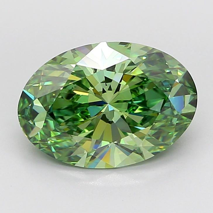 3.71 Ct. Fancy Vivid Green Oval Lab Grown Diamond