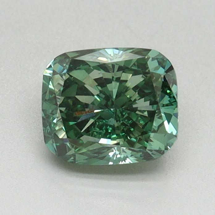 0.96 Ct. Fancy Vivid Green Cushion Lab Grown Diamond