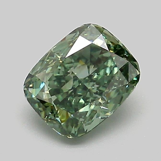 1.06 Ct. Fancy Vivid Green Cushion Lab Grown Diamond