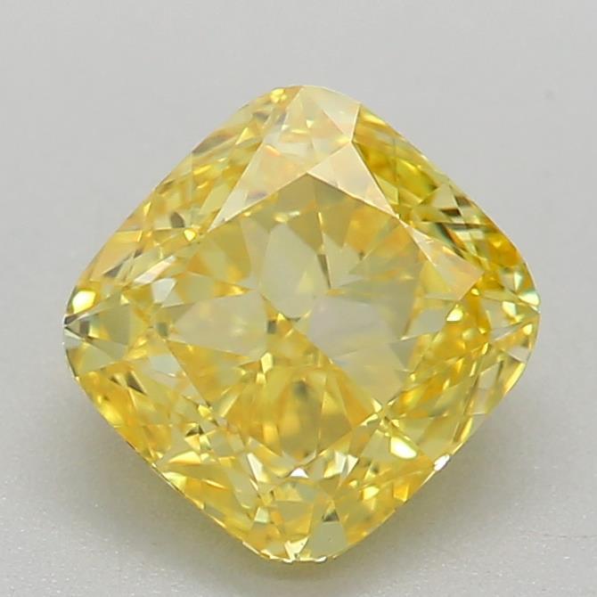 0.79 Ct. Fancy Vivid Yellow Cushion Lab Grown Diamond