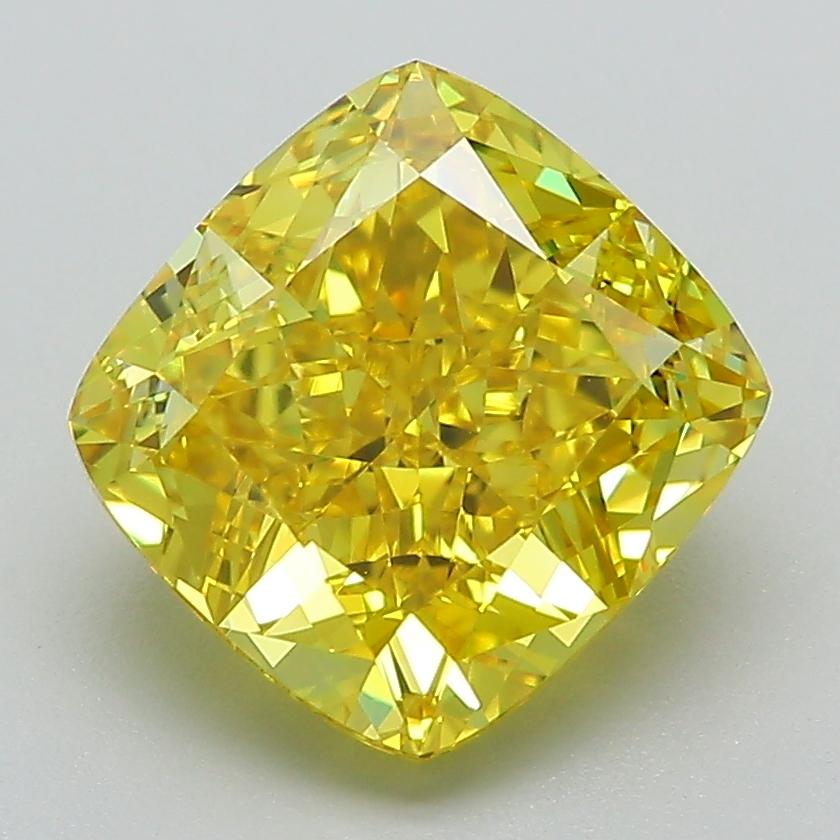 3.52 Ct. Fancy Vivid Yellow Cushion Lab Grown Diamond