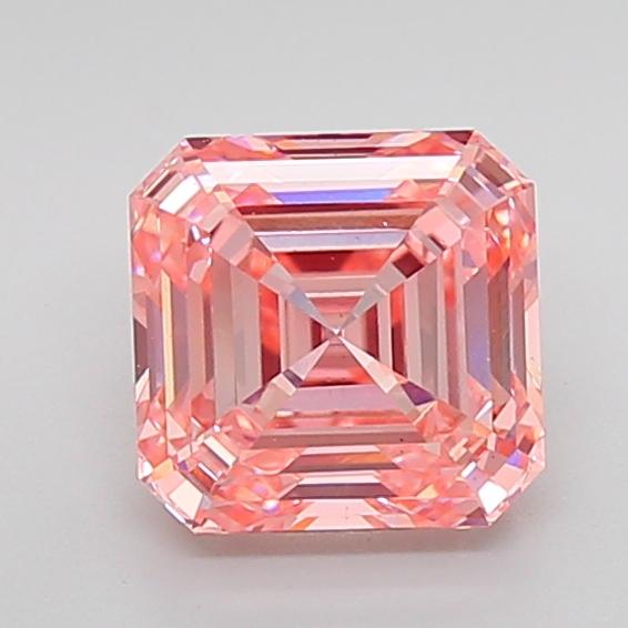 3.05 Ct. Fancy Intense Pink Asscher Lab Grown Diamond