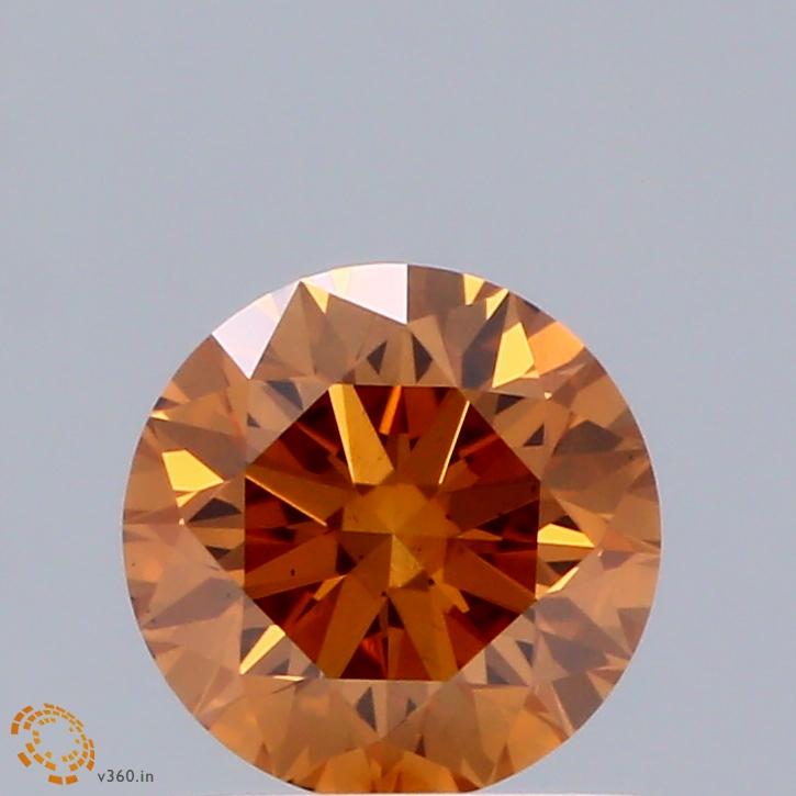 0.78 Ct. Fancy Vivid Orange Round Lab Grown Diamond