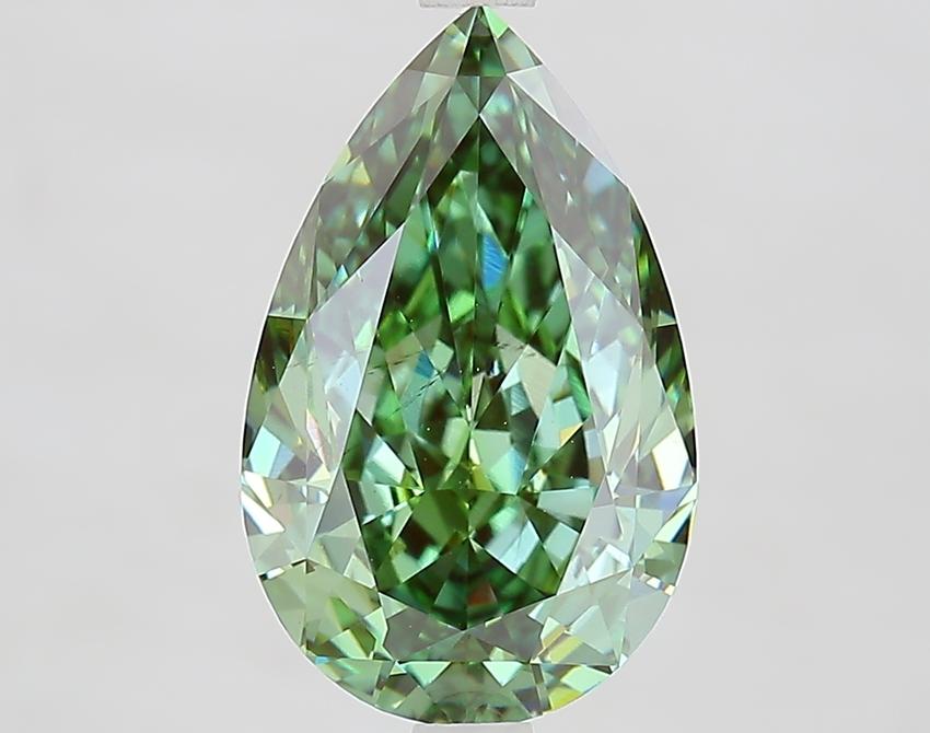 4.11 Ct. Fancy Vivid Green Pear Lab Grown Diamond