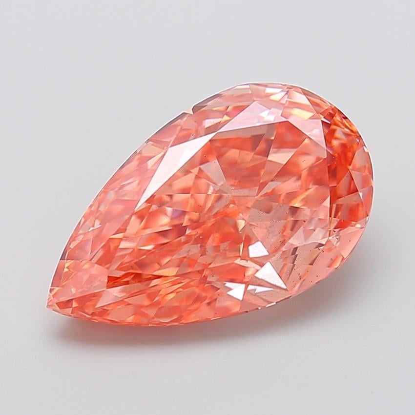 6.87 Ct. Fancy Vivid Pink Orange Pear Lab Grown Diamond
