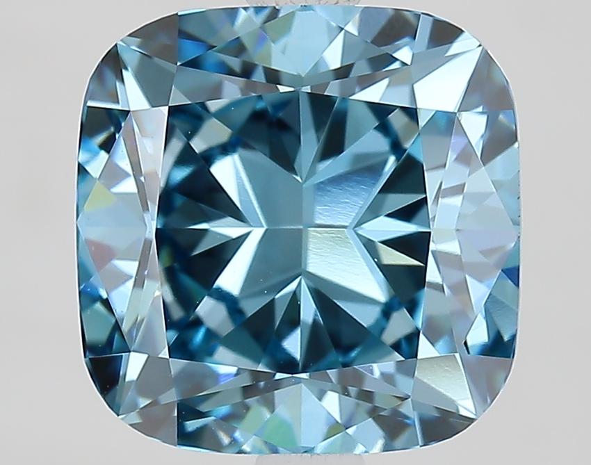 3.19 Ct. Fancy Vivid Blue Cushion Lab Grown Diamond