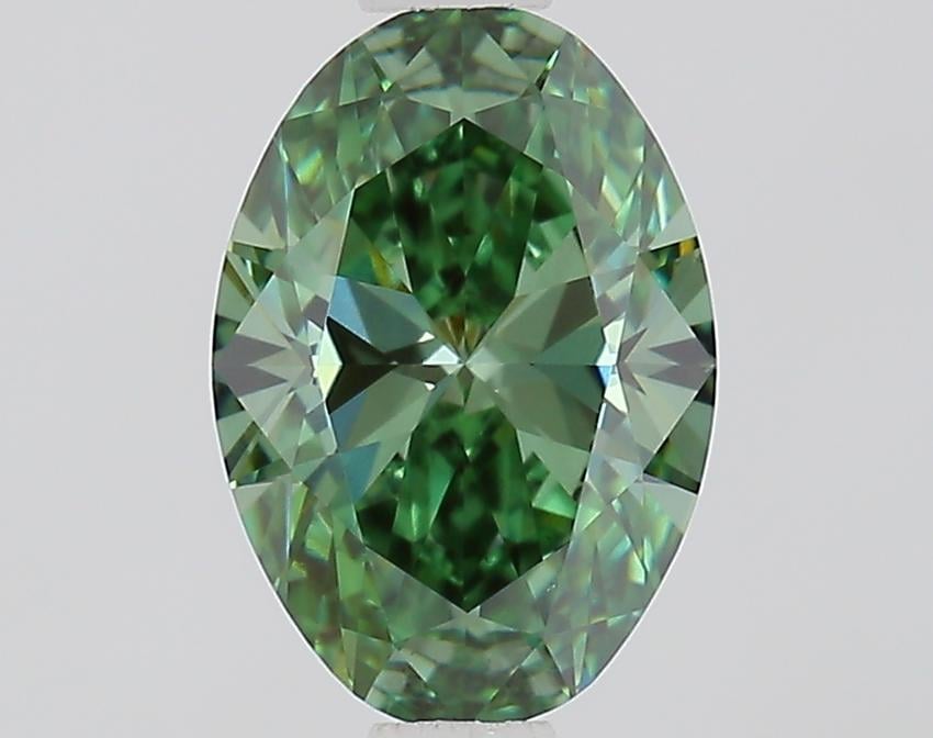 0.97 Ct. Fancy Vivid Green Oval Lab Grown Diamond